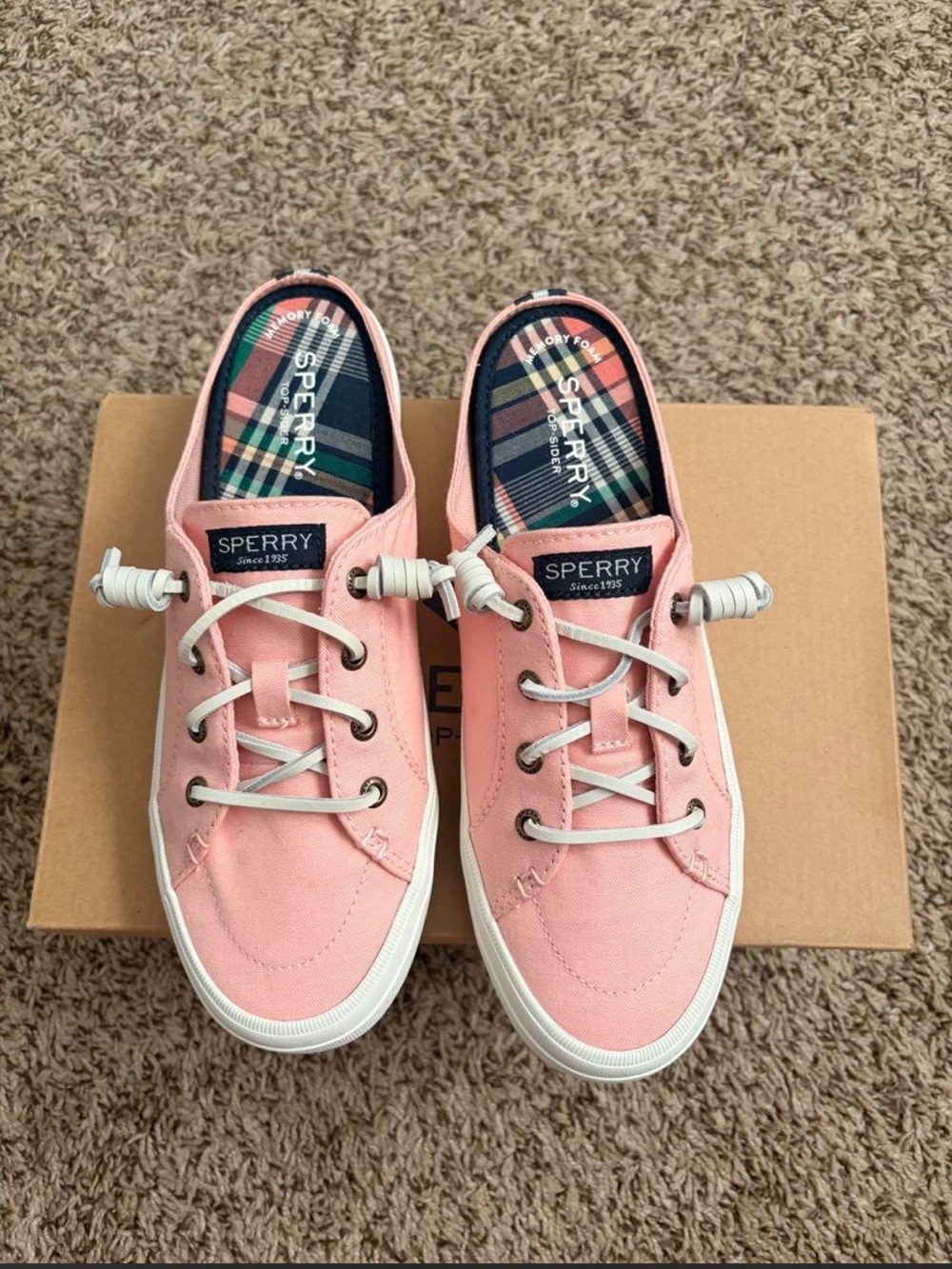 Sperry Pink Canvas Lace-Up Boat Sneakers